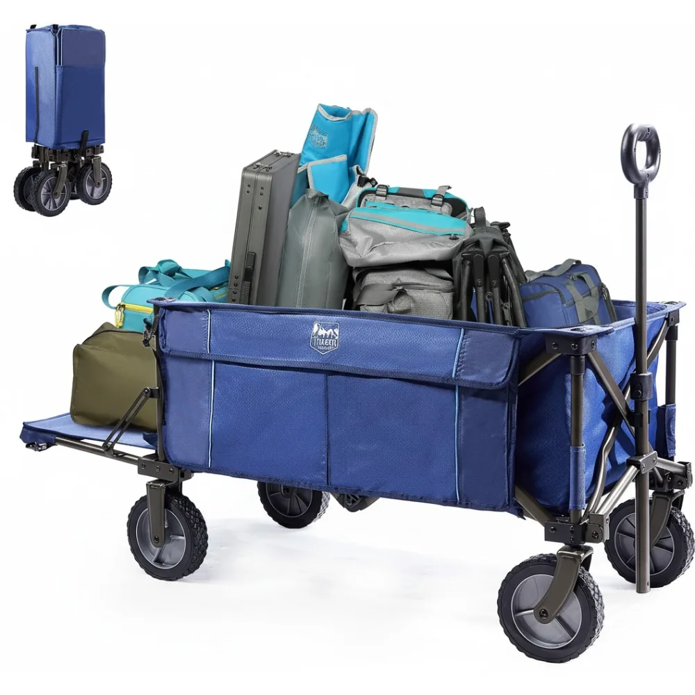 

Heavy Duty Collapsible Folding Wagon Cart with All-Terrain Wheels, 225lbs Capacity for Outdoor Camping Beach Shopping