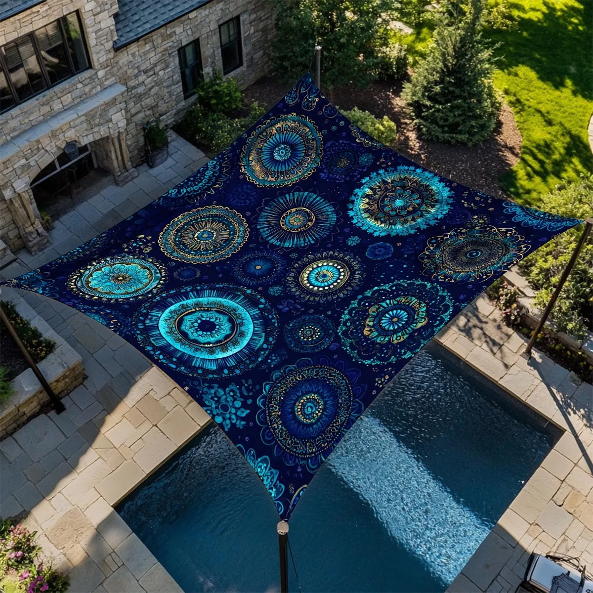Plaid Bohemian Camping Sunshade Tent Camping Tarpaulin Picnic Cover Portable Outdoor Camping Tent Terrace Decor Ceiling Cloth
