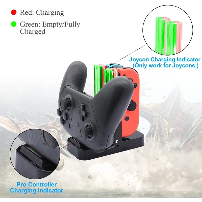 4 in1 Charging Dock For Nintendo Switch Pro Gamepad Charge Stand NS Switch For Nintend Switch OLED Joy-con Controller Charger