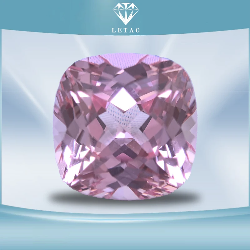 

Lab Grown Sapphire Square Cushion Sunrise Pink Color VVS1 Charms Beads Diy Jewelry Making Materials Selectable AGL Certificate