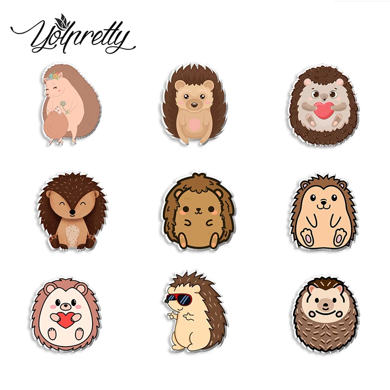 2023 New Arrival Fashion Cartoon Cute Hedgehog Animals Handcraft Acrylic Epoxy Badge Pin Lapel Pins