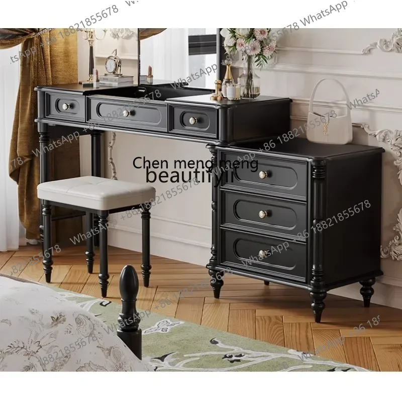 

ss8350 American chest dresser integrated French retro bedroom bedside storage cabinet solid wood bedside flip makeup table