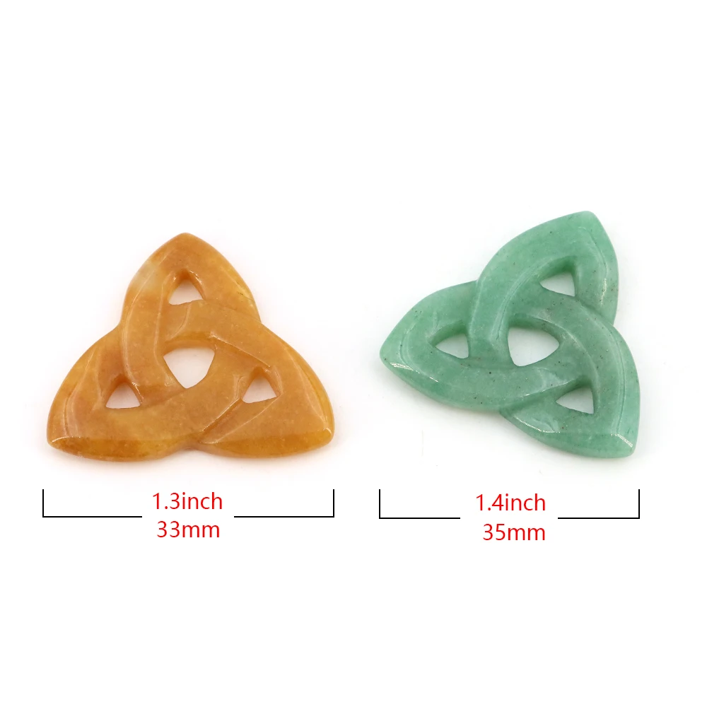 Natural Stone Irish Celtic Knot Triangle Ruyi Flower Healing Crystal Cavring Chakra Quartz DIY Pendant Ornament Home Decoration