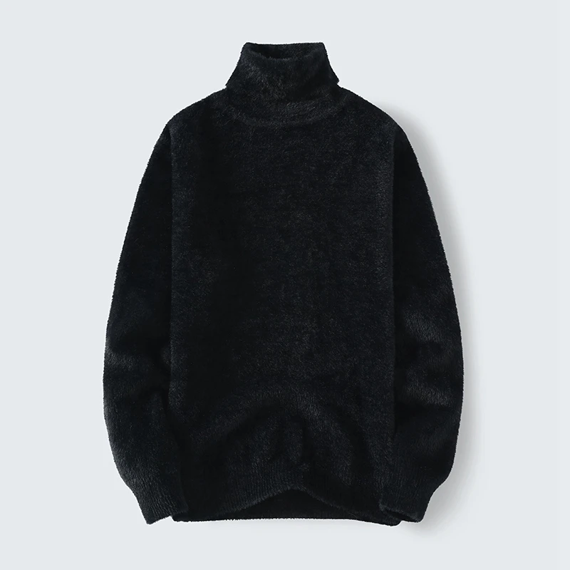 

2023 Autumn Men Imitation Mink Velvet Turtleneck Sweater Knitted Pullover Winter New Arrival Fashion Jumepr Man Thick Sweater