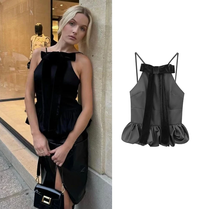 

TRAF Autumn New Women's Tops Camis 2024 New Chic Tube Top Suspender Tops Women's Fashion Street Youth Holiday Top
