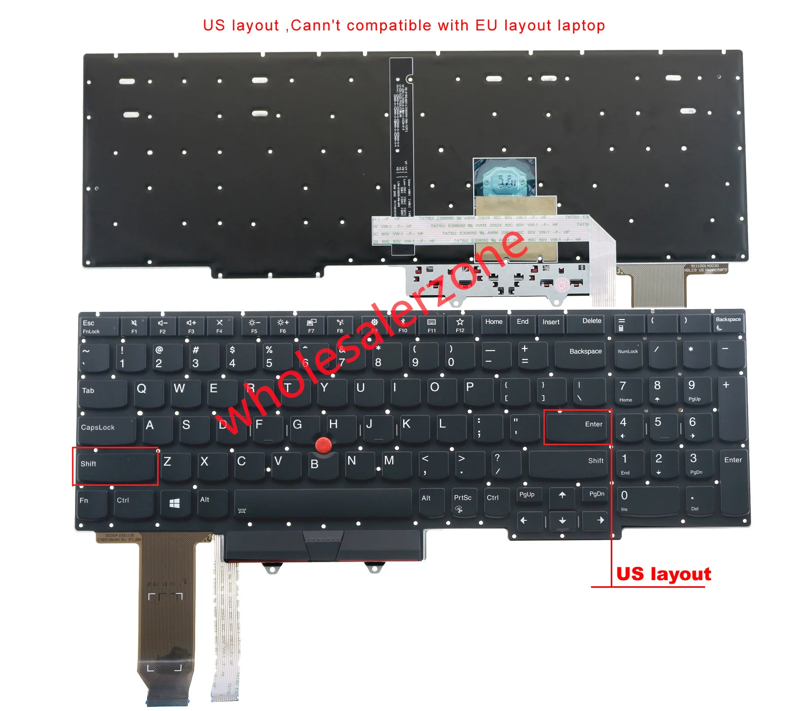 

100% New US backlit keyboard for IBM Thinkpad E15 series laptop US layout (fit 2020 year laptop)