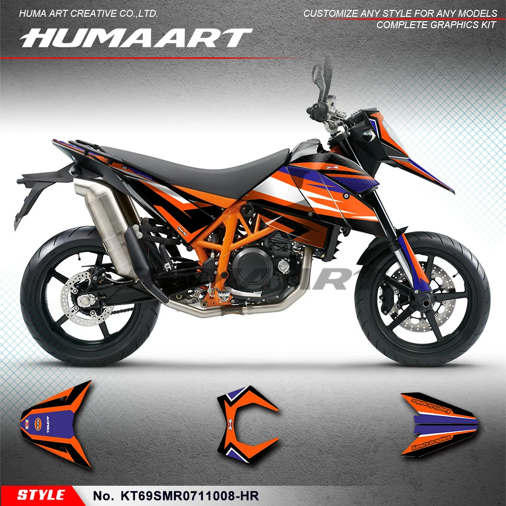 

Клейкая наклейка HUMAART Dirtbike с графикой для KTM 690 SM SMR 2007 2008 2009 2010 2011, модифицированная, KT69SMR 0711008 -HR