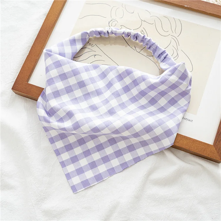 

Adjustable Plaid Bandana Scarf Triangle Headwrap Elastic Hair Turban Fashion Accessory for Women And Girls Outdoor