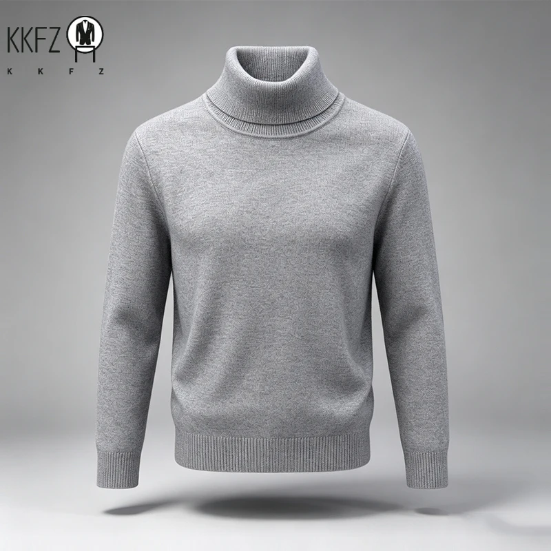 New Arrival Mens Turtleneck Knit Sweater Thick Soft Fine Knit Material Slim Cut Long Sleeve Autumn Winter Outer Tops
