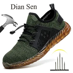 Diansen-Sapatos de segurança respiráveis para homens e mulheres, tênis de construção indestrutível, botas de aço à prova de perfurações, tamanho 50