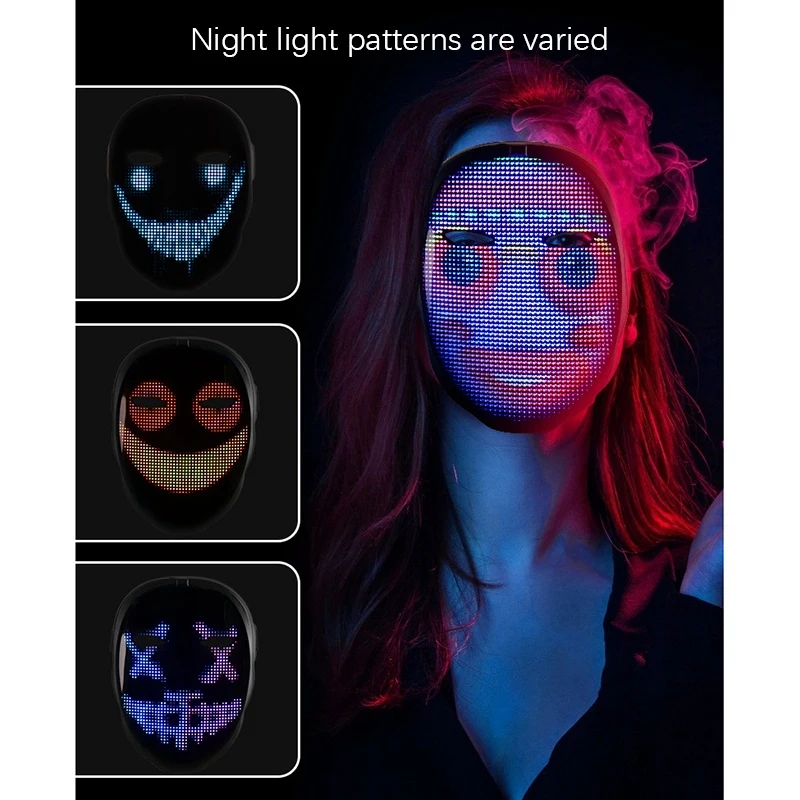 TTKK-Variable Face Glow Mask, Mobile APP Edição, LED, Adequado para Festivais, Festas, Danças, Bares, Discotecas, Hot