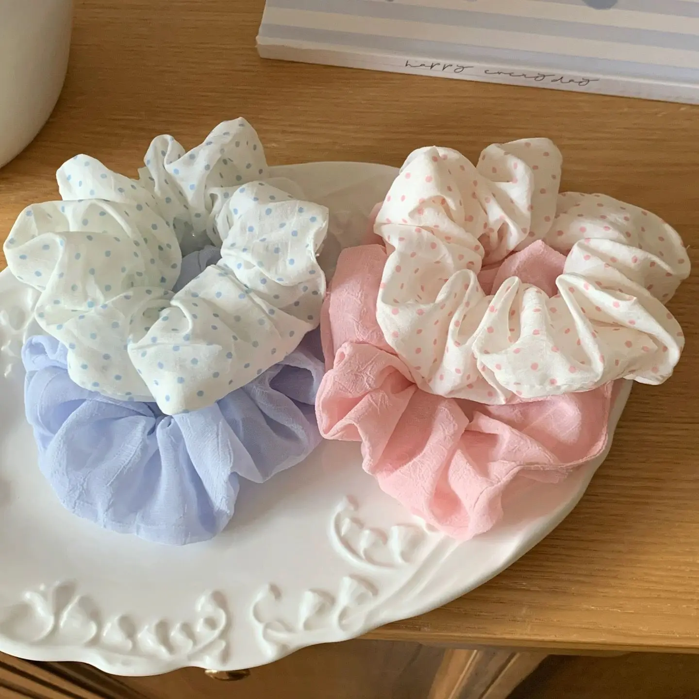 

New Product Sweet And Versatile Double Ponytail Large Intestine Hair Ring Female Temperament Headband Simple Bun Headdress