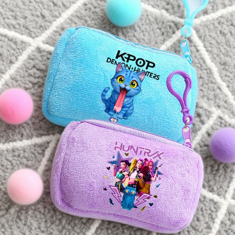 

2025new KPop Demon Hunters Girls Plush Coin Purse Kids Portable Storage Bag Cute Zippered Wallet Fashion Purses Card Holder Gift