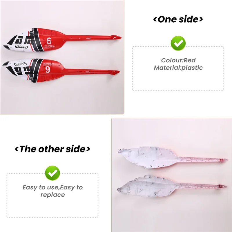 usb-cケーブル付き-rcおもちゃヘリコプター-アップグレード-c138-胴体シェルキット-rc-era-c138-bell-206-1-33-rcおもちゃヘリコプター部品-レッド-2個