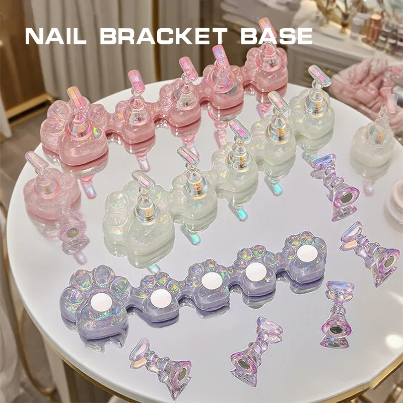 Magnetic Cat Claw Nail Stand For Press On Nails Aurora Resin Showing Shelves Nail Display Holder Manicure Organizer Tools