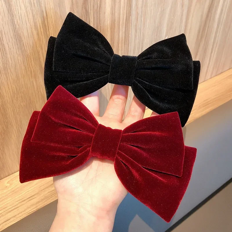 Velvet Romantic Bow-knot Hair Clips Women Girls Children Princess Bow Tie Hairpins Large Bows Headband Female Hair Accessories