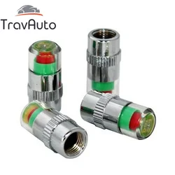 4Pcs Car Tire Caps Auto Tyre Air Pressure Valve Stem Cap Sensor Indicator Alert Wheels Tires Parts