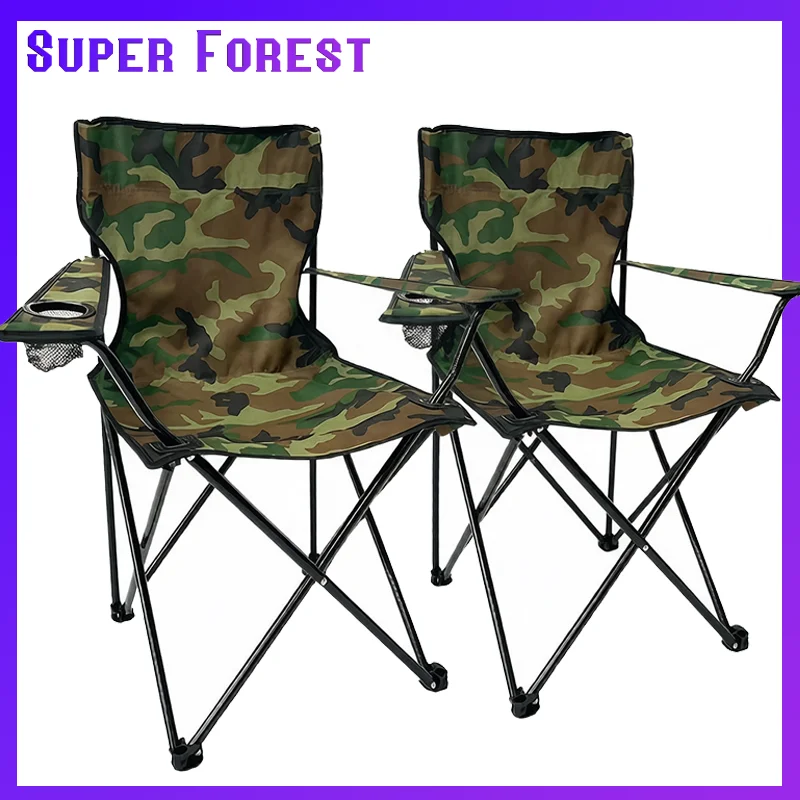 Ensemble de 1/2 chaises de camping pliantes, 50 × 50 × 80 cm, siège de pêche portable, chaise de camping pliable et portable, chaises de scène, capacité de charge jusqu'à 130 kg