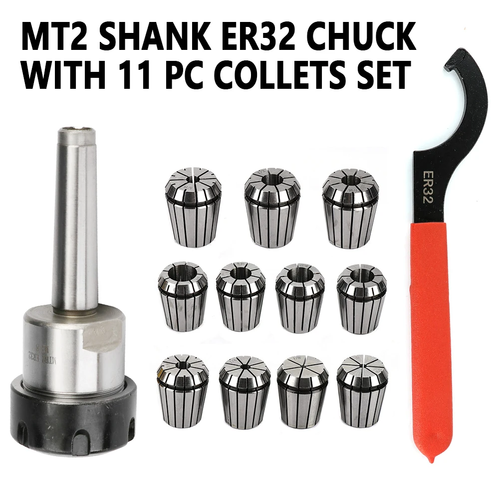 MT2 Shank & Spanner Fits Milling Machine 11 * Precision ER32 Collet Chuck Kit