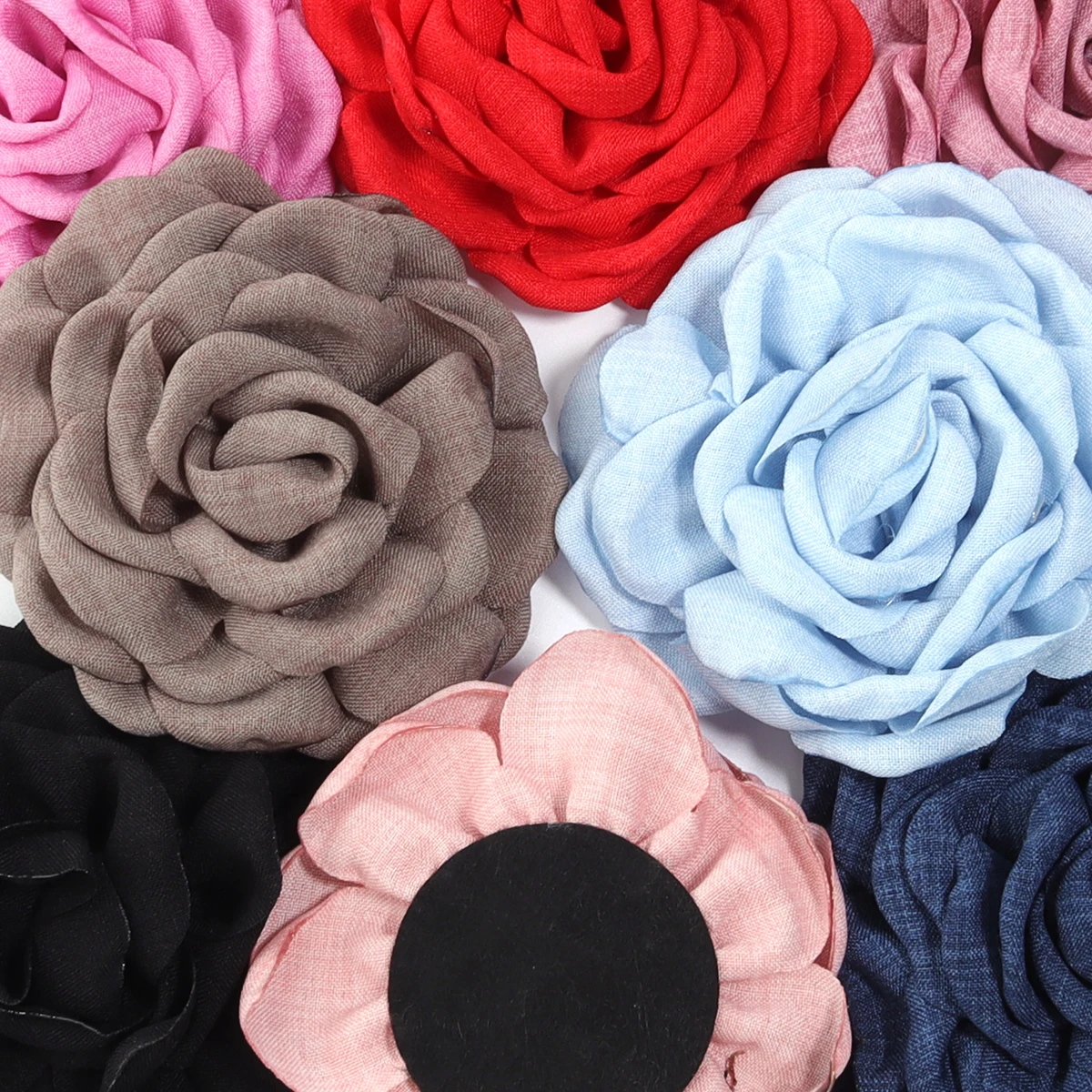 1Pcs/Lot 9cm Handmade Fabric Flowers Burned Edge Camellia Flower For DIY Sewing Crafts Brooch Clothing Accessories Wedding Decor