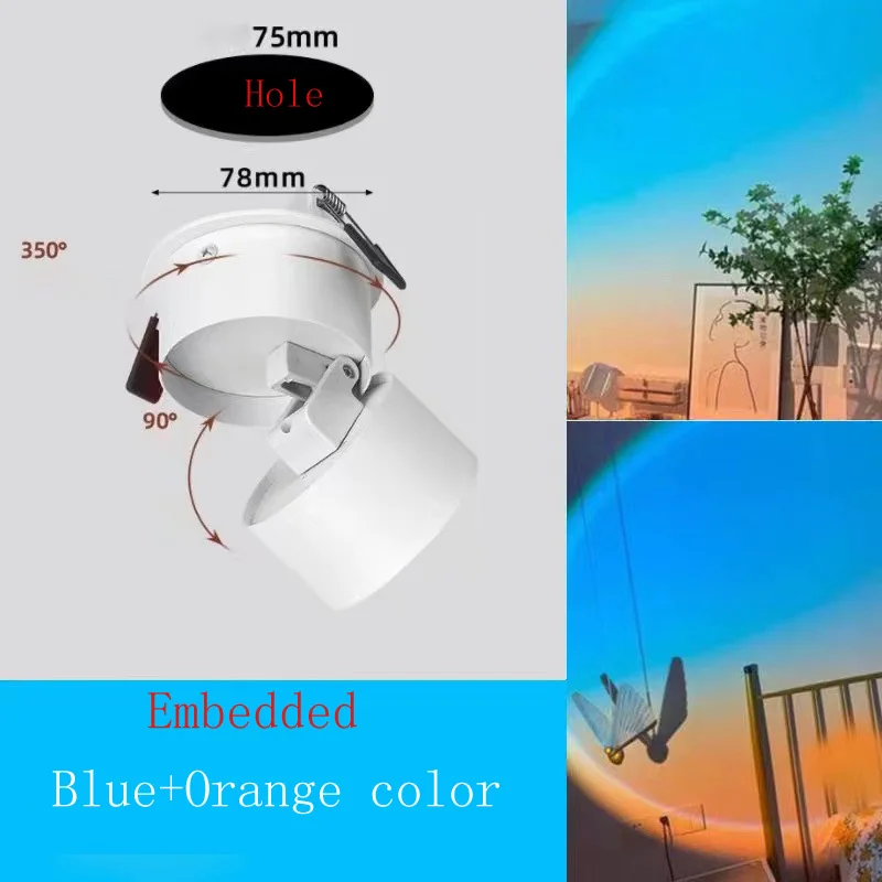 Led Downlight zonsondergang projectielamp inbouw spotlight slaapkamer woondecoratie wandoppervlak plafondmontage naar beneden licht regenboog plafondlamp spotjes led plafond inbouwspot led lampen