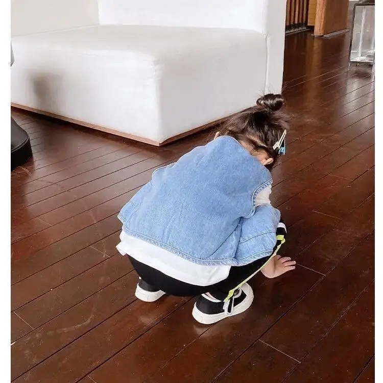 Girls' Denim Vest Children's Spring and Autumn New Style Outerwear Vest Children's Baby Spring and Autumn Coat