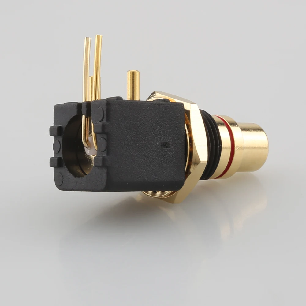 4 Buah HI-END Panel PCB Mount RCA Gold Socket Female Jack Audio Video AV Connector LR255