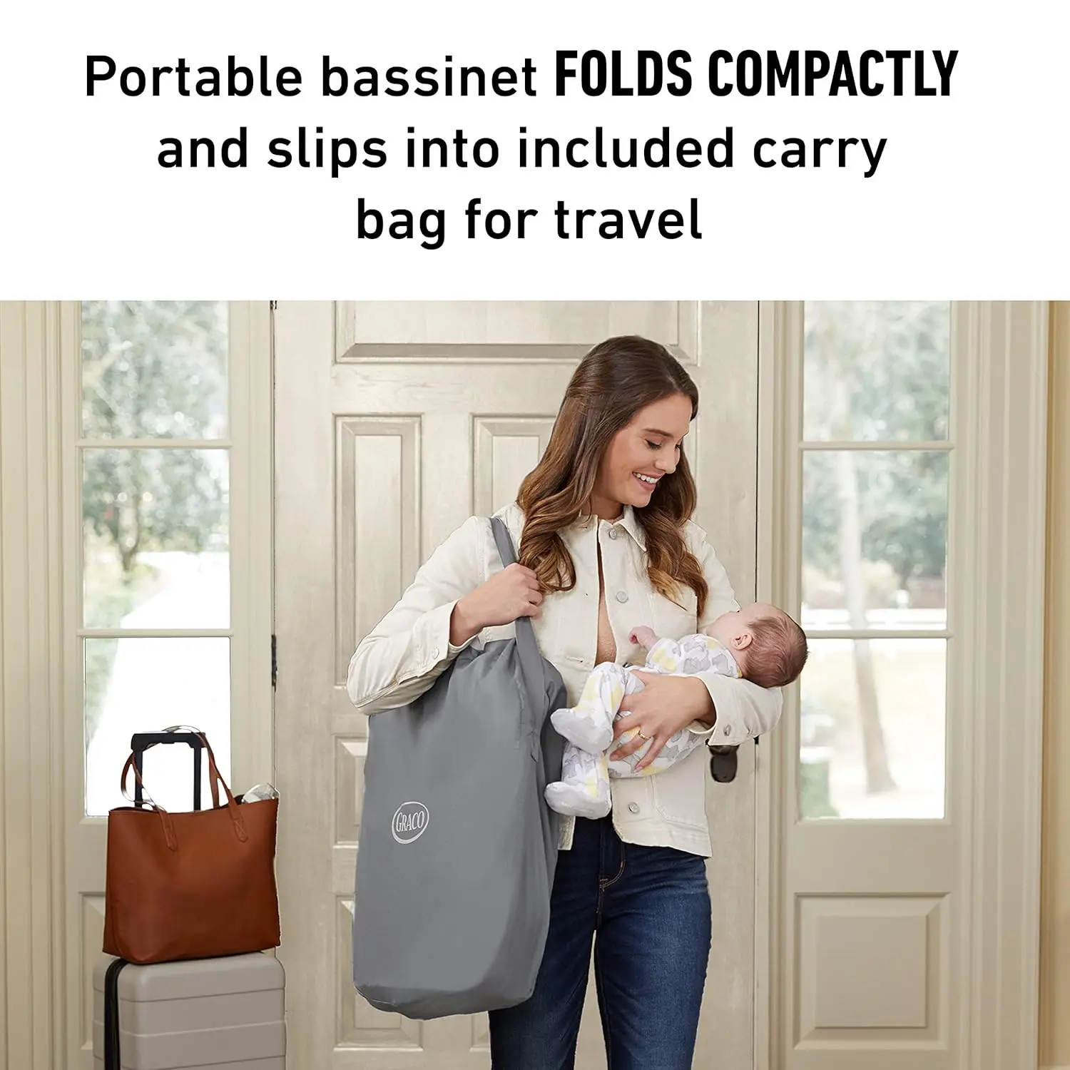 Portable Travel Bassinet Playard with Diaper Changer, Compact Fold for Home and Away Use