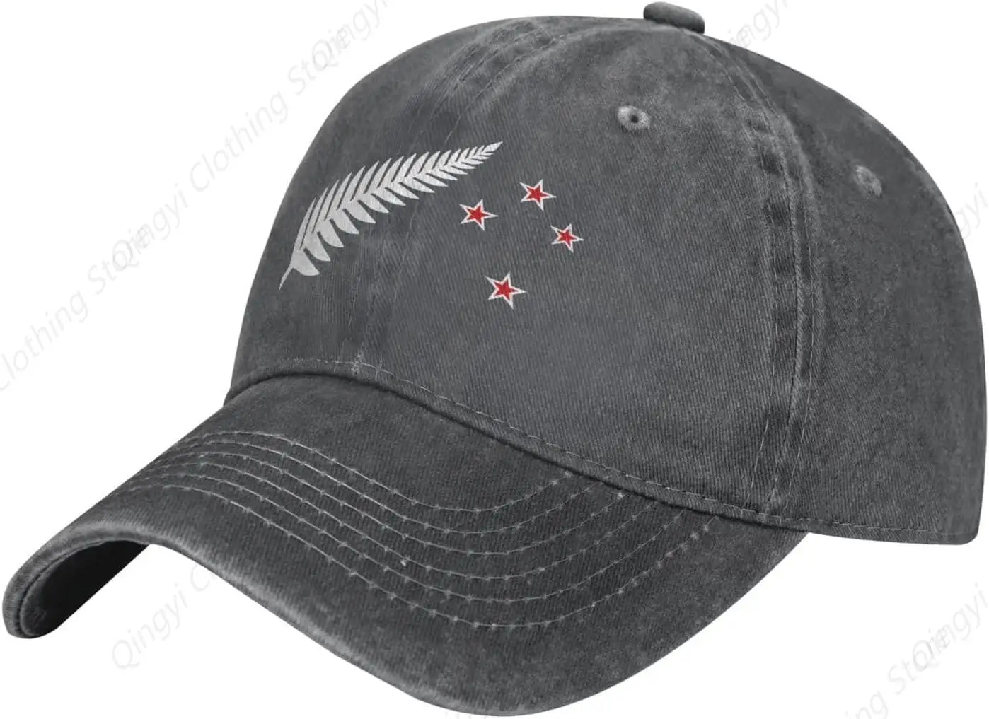 Flag Vintage Wash Denim Baseball Cap, Deep Heather