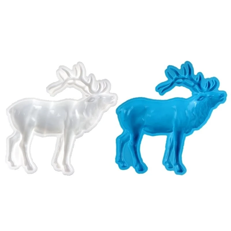 J78F 3D Elk Animal Silicone Mold Large Epoxy Resin Mold DIY Resin Casting for Wall Hanging Door Cabinets Festival Gifts Home