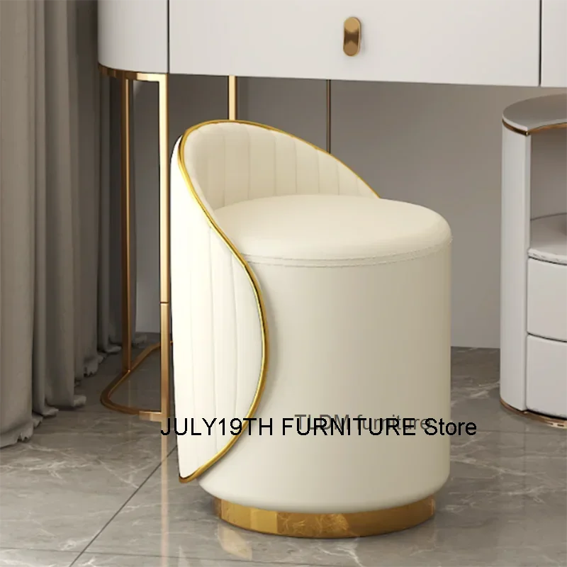 Portable Round Makeup Swivel Stool Designer Modern Bedroom Girl Pouf Ottoman Metal Stylish Taburete Plegable Entrance Furniture