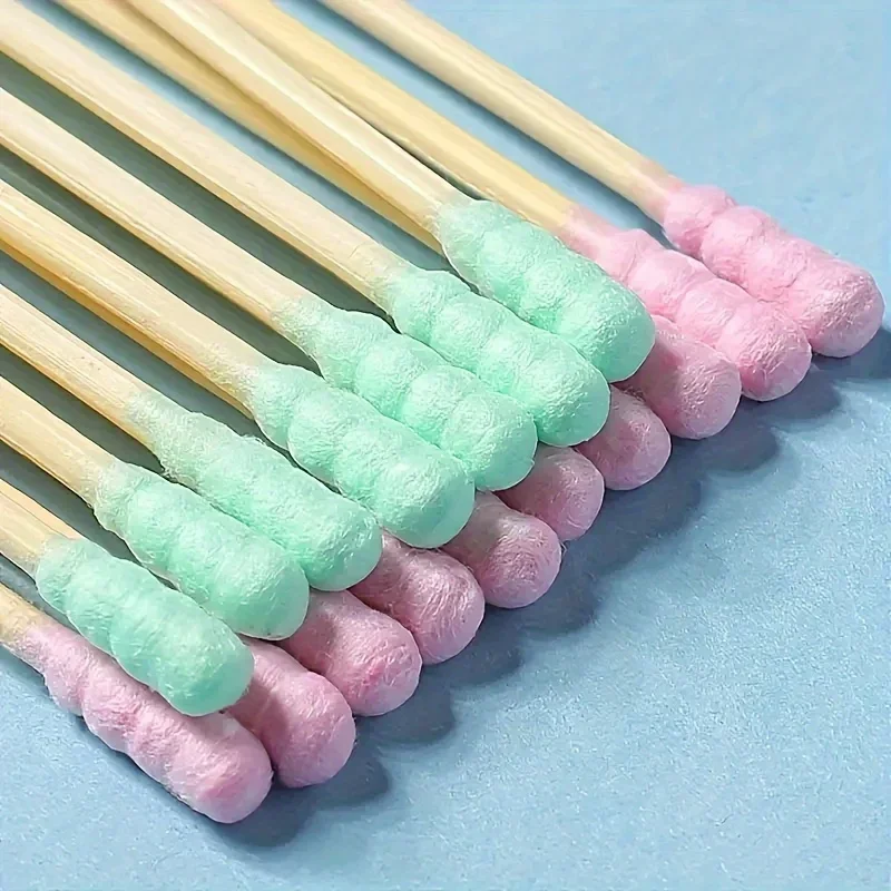 100 Uds. Palo de madera pequeño para niños, hisopo de algodón para limpieza de orejas, hisopo de algodón desmaquillante, hisopo de algodón desechable de doble cabeza