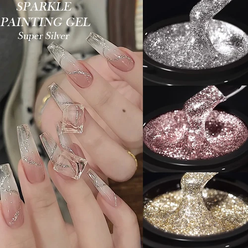 Imagen 2 del producto BORN PRETTY Sliver Sparking Shining Gel Esmalte de uñas 5ml Auroras Glitter Soak Off UV barniz semipermanente DIY pintura de manicura