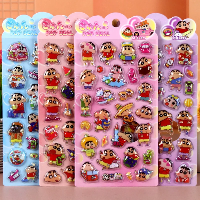 

4pcs 3d Stereo Relief Stickers Children Cartoon Cute Crayon Shin-Chan Stickers Mobile Phone Shell Decoration Animation Stickers