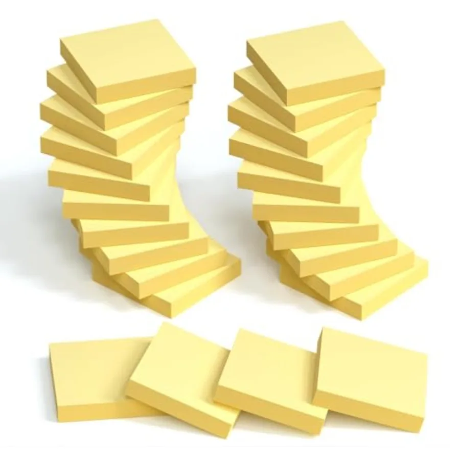 

2x2 in Mini Sticky Notes Yellow, 100 Sheets/Pad, 2X Sticking Powerx, 24 Pack Small Notes Pads, Clean Removal, 2400pcs Strong Se