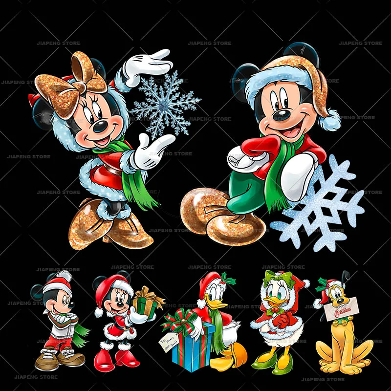 Myszka Minnie świąteczna folia winylowa do przenoszenia za pomocą ciepła naklejki na ubrania dla dzieci Disney Mickey ozdobny plakat luksusowe