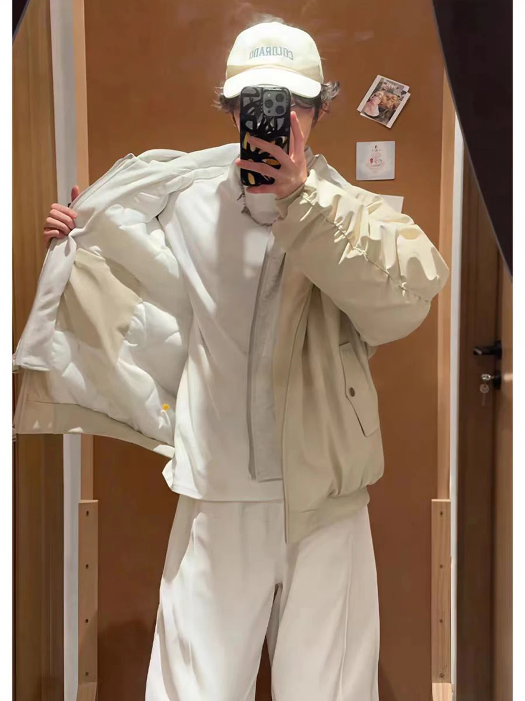 

Утепленная мужская зимняя куртка-бомбер в американском стиле с капюшоном, из хлопка и кожи, верхняя одежда Cleanfit, хлопковая одежда