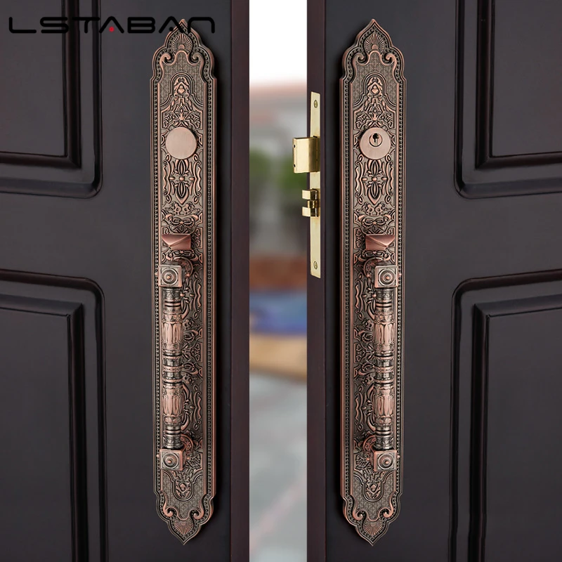 Bronze Luxury European style/ Villa Door Lock Security hotel door lock entry Double-open Folio Door Lock Solid Wood Door Lock