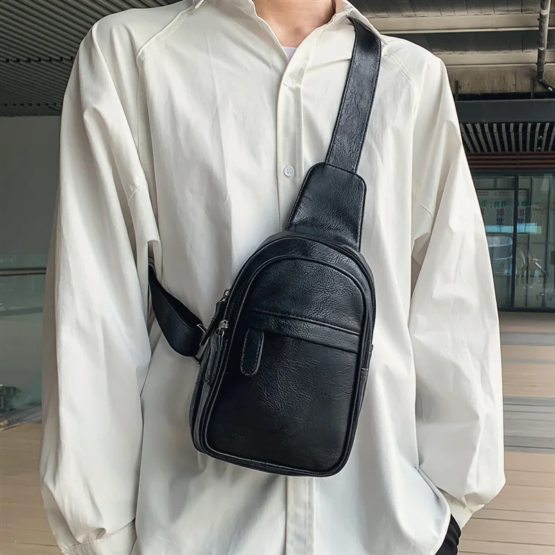 Trend 2023 New Men Chest Bag Solid Color Multipurpose Shoulder Messenger Fashion Outdoor Sport Mobile Phone s