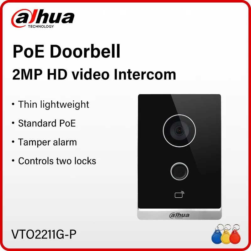 Dahua 2MP Villa Door Station Full digital PoE Video Intercom Two-way Talk Doorbell IR Night Vision Card/APP Unlock VTO2211G-P-S2