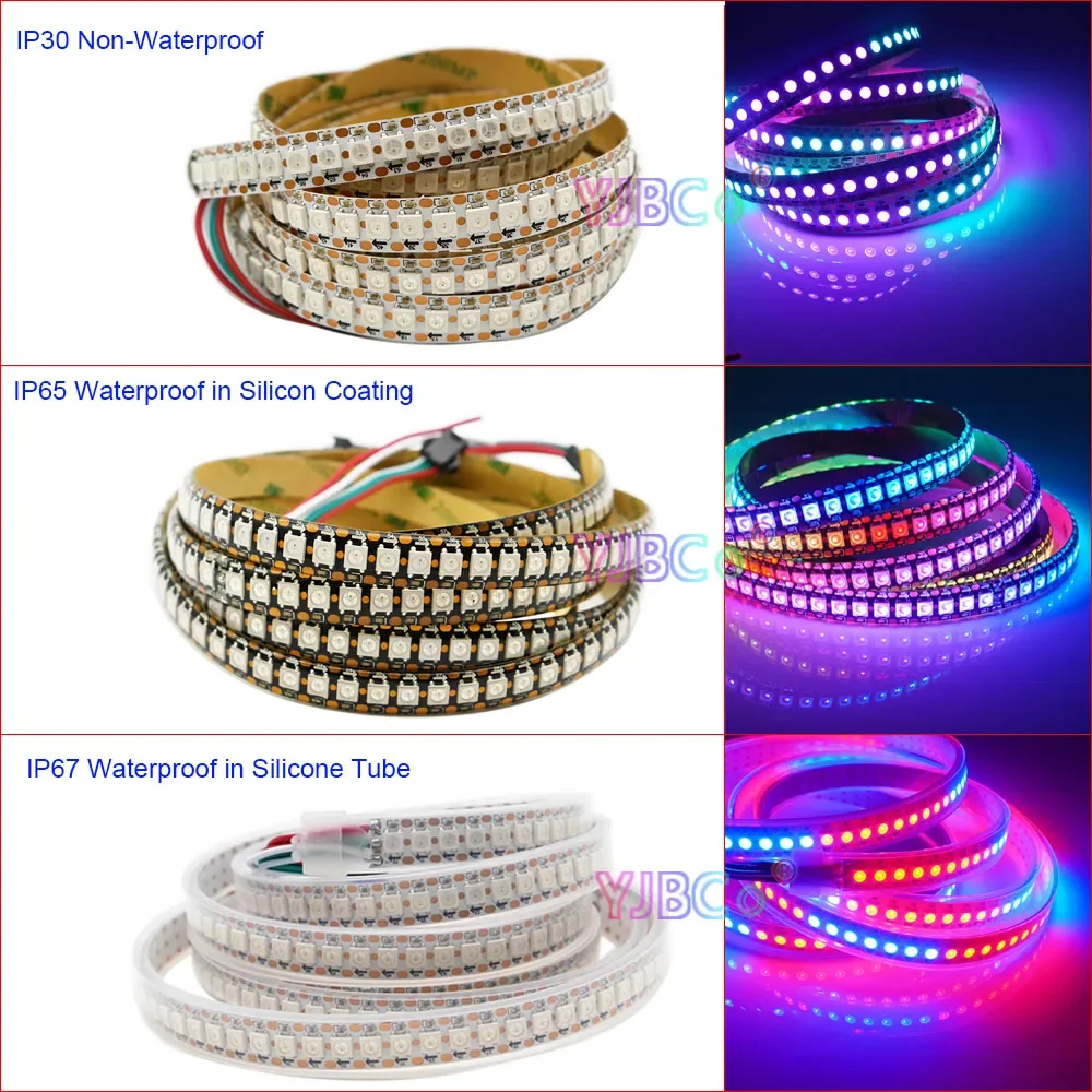 Tira de luces LED RGB 5050 direccionable WS2812B WS2815 de 1 ~ 5m, 30/60/74/96/144 píxeles/m, 5V, 12V, WS2811 IC, cinta de luces de Color mágico