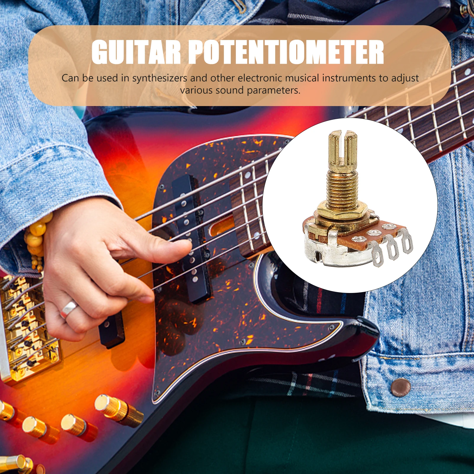 

10pcs A250K Guitar Parts Accessories Potentiometer Golden Electric Guitar Parts Volume Control Accessories Stable