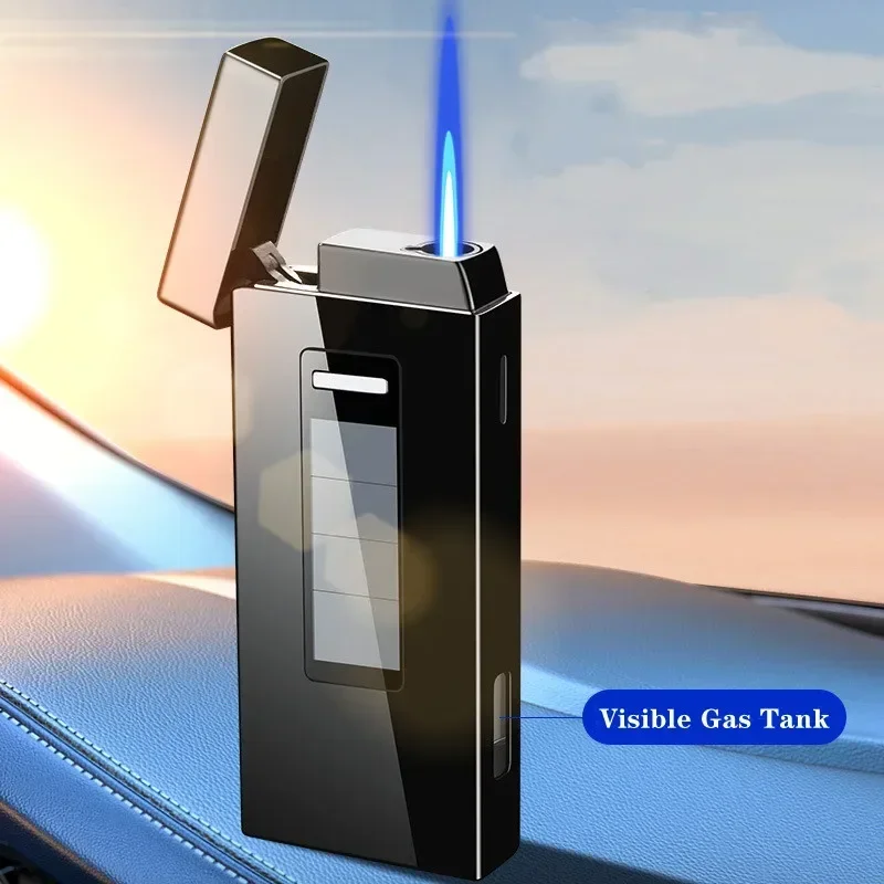 Blue Flame Jet Lighter Touch Sensing Solar Rechargeable Lighter Metal Outdoor Windproof Butane Turbo Torch Gas Lighter