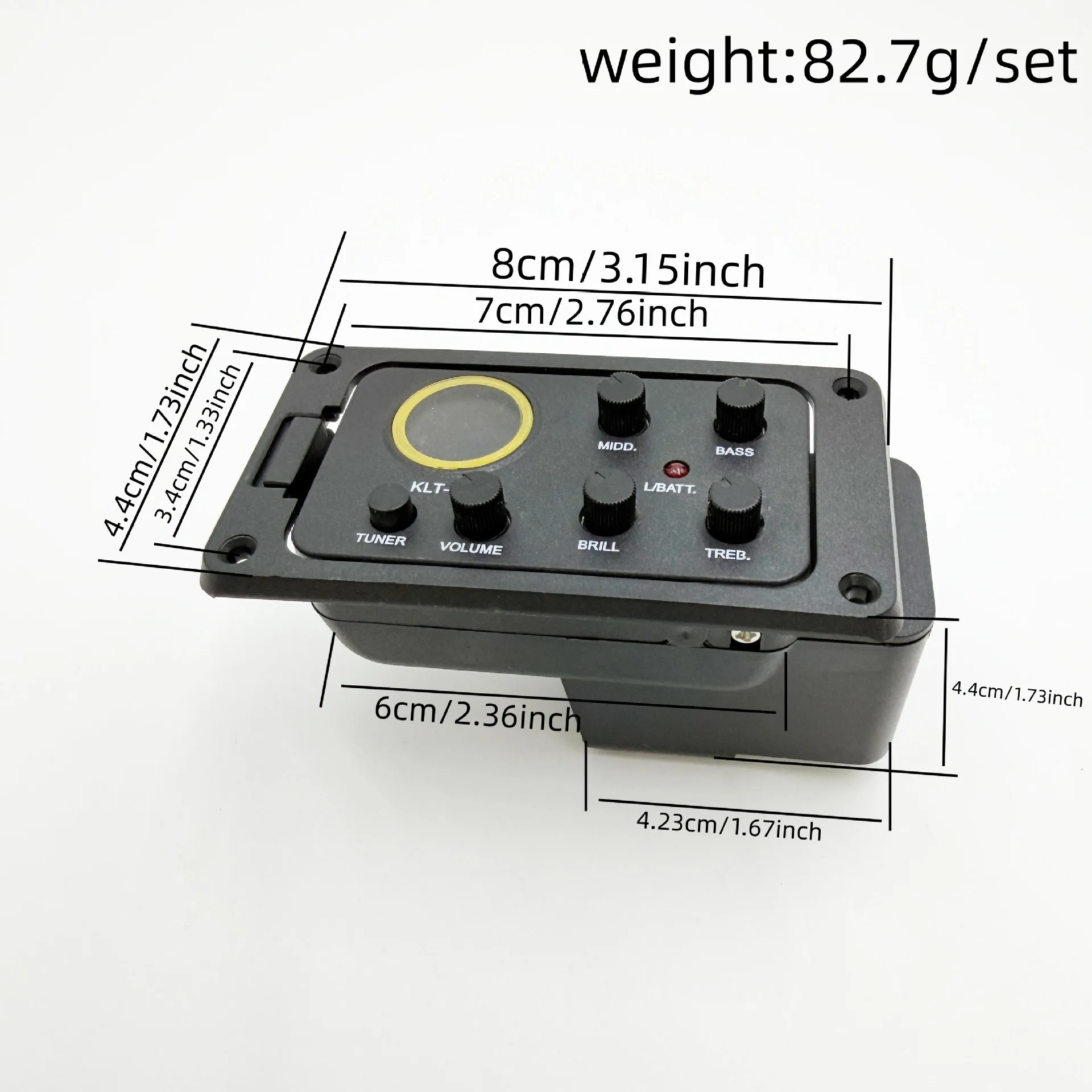 Kit complet de micros acoustiques KLT-10B avec préampli égaliseur 4 bandes, accordeur, sonde piézoélectrique et prise de sortie