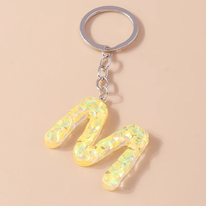 Mode Harz 26 Buchstaben A-Z Alphabet Schlüssel anhänger für Auto Schlüssel Souvenir Geschenke für Frauen Männer Handtasche Anhänger Schlüssel ringe DIY Zubehör – Detail 16