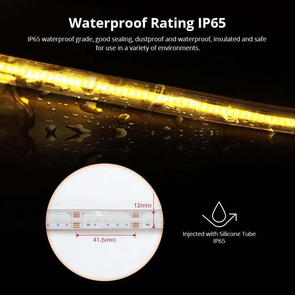 Matter LED Light Strip Driver COB RGBCCT 16W High Density Flexible Tape IP65 Work with Alexa Google Home Smartthings Homekit App