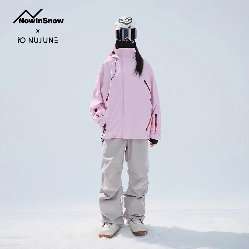 سترة نسائية من NuJune X NIS Anorak سترة على الجليد للرجال مقاومة للرياح في الهواء الطلق سترة واقية فضفاضة على الجليد معزولة مقاومة للماء