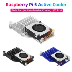 Raspberry Pi 5 Active Cooler PWM Speed Adjustable Fan Black Silver Blue Metal Heatsink Cooling Radiator for RPI 5 Pi5