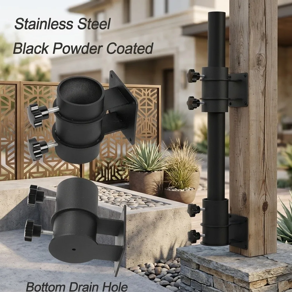 Outdoor Umbrella Support Stand Designed Specifically for Deck Railings with Metal Construction for Weather Resistance