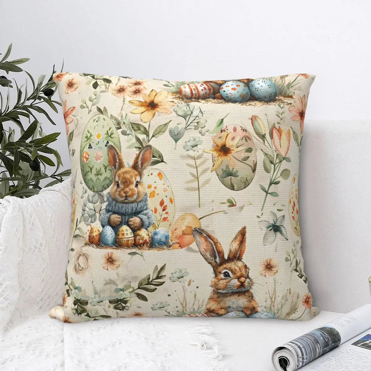 

Happy Easter Eggs Pillow Case Cushion Cover Soft Graphic Pillow Cover Novelty Pillowcases For Wedding Party Home Decor